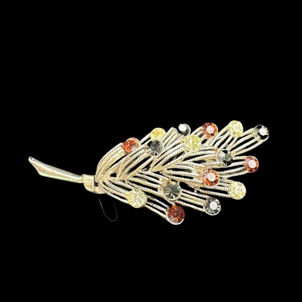 Gorgeous Vintage Gold and Multicolor Crystal Brooch - MINT CONDITION - Picture 5 of 5